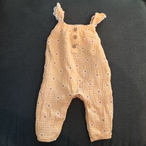Emily And Oliver Orange Sunflower Jumpsuit Size 3-6mo